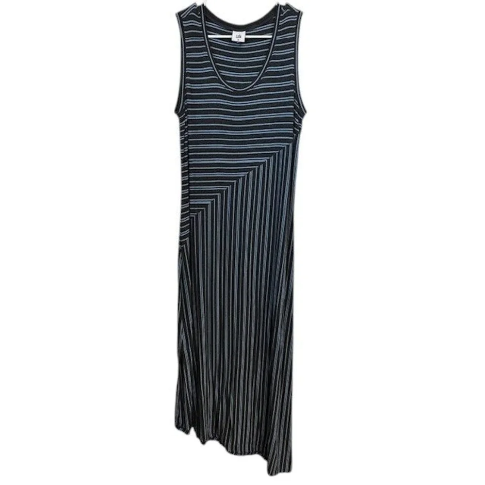 CAbi 5796 Striped Maxi Dress Sleeveless Casual Summer Tank‎ Dress Size Med